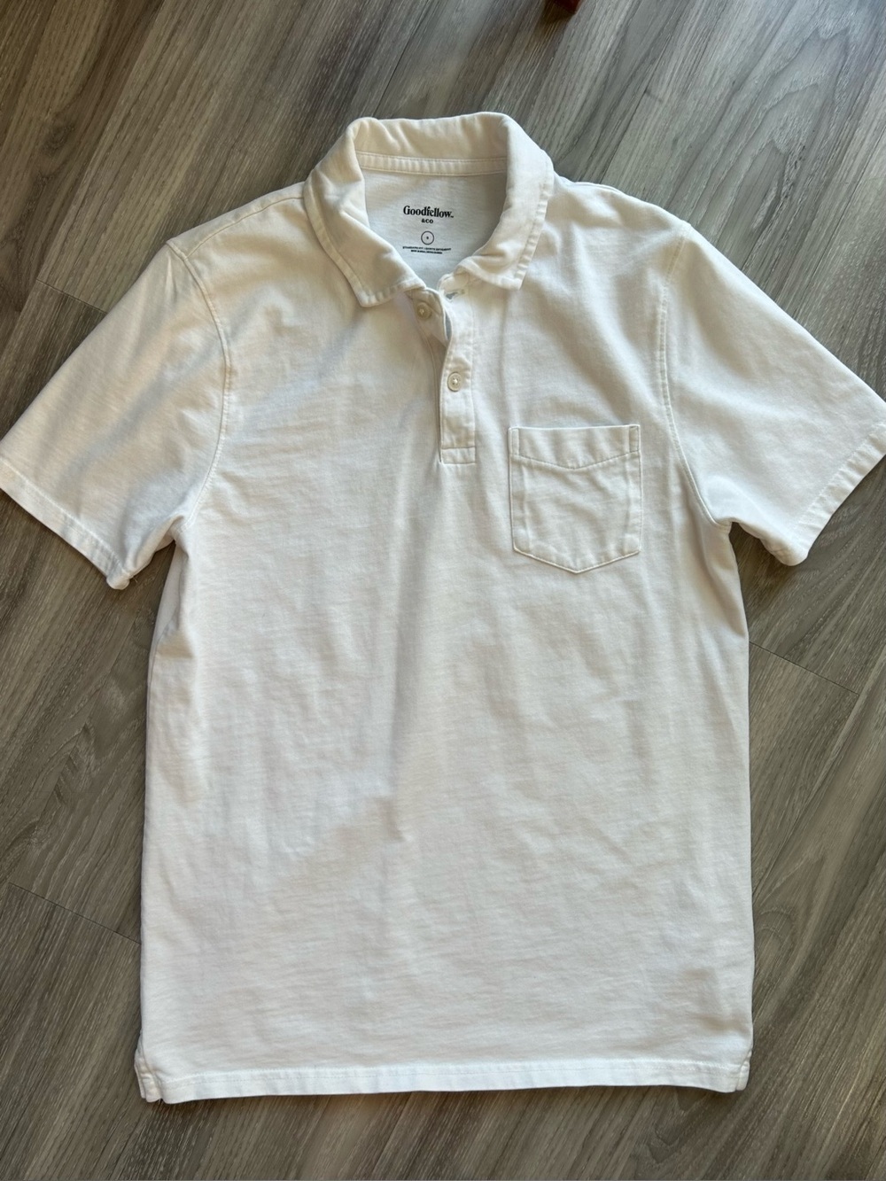 Goodfellow & Co Cream Short-Sleeve Polo with Chest Pocket (Small)